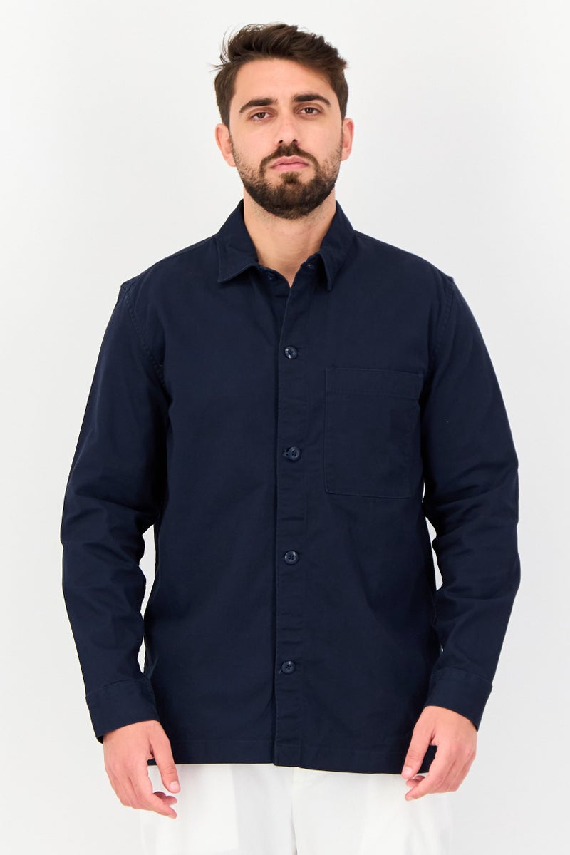 Celio Men Regular Fit Solid Long Sleeves Casual Shirt, Navy - Image 1